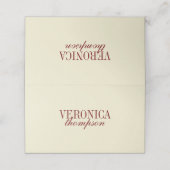 Elegant Classic Script Ivory Cream Wedding Custom Platzkarte (Außenseite Aufgefaltet)