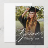 Elegant Classic Script Photo Graduation Ankündigung (Vorne/Hinten)