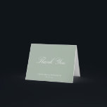 Elegant Classic Script Wedding Dusty Sage Folded Dankeskarte<br><div class="desc">This personalized thank you card features a dusty sage background paired with soft white script for a timeless, elegant look. The classic typography feels refined yet approachable, making it a thoughtful way to express gratitude after a wedding, shower, or special celebration. Customize the names and date to reflect your event...</div>