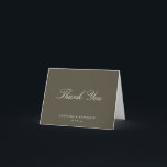 Elegant Classic Script Wedding Olive Brown Folded Dankeskarte<br><div class="desc">This personalized thank you card features an olive brown background paired with soft white script for a timeless, elegant look. The classic typography feels refined yet approachable, making it a thoughtful way to express gratitude after a wedding, shower, or special celebration. Customize the names and date to reflect your event...</div>