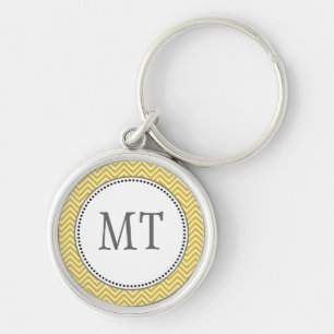 Elegant, classic sunny yellow chevron zigzag schlüsselanhänger