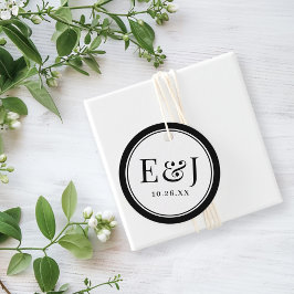 Elegant Classic Vintage Type Black Border Wedding Geschenkanhänger