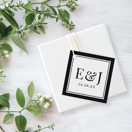 Elegant Classic Vintage Type Black Border Wedding Geschenkanhänger