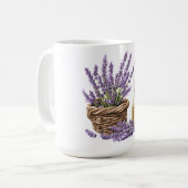 Elegant & Classic: Watercolor Lavender Basket Kaffeetasse (Vorderseite Links)