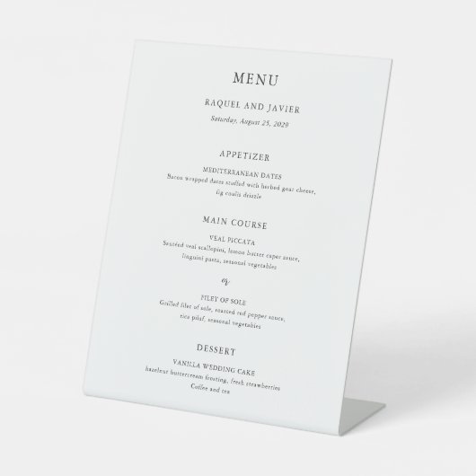 Elegant Classic Wedding Menu Sockelschild (Vorderseite)