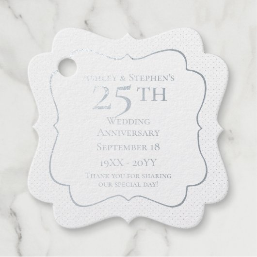 Elegant Classy 25. Hochzeitstag Geschenkanhänger (Vorderseite)