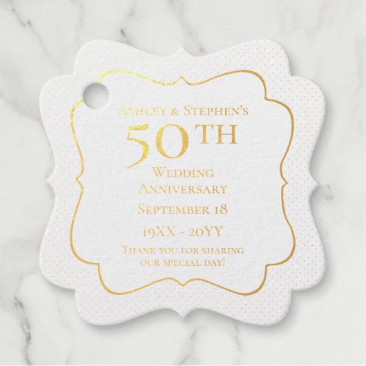 Elegant Classy 50. Hochzeitstag Geschenkanhänger (Vorderseite)