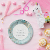 ELEGANT CLASSY AQUA DUSKY BLAUE GOLD AGATE WEDD PAPPTELLER (Party)