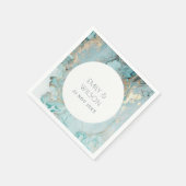 ELEGANT CLASSY AQUA DUSKY BLUE GOLD AGATE WEDDING  SERVIETTE (Ecke)