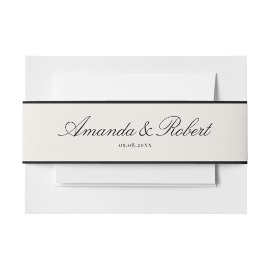 Elegant Classy Black and Ivory Wedding Einladungsbanderole (Vorderseite Beispiel)