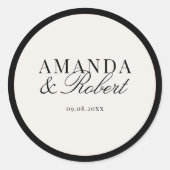 Elegant Classy Black and Ivory Wedding Runder Aufkleber (Vorderseite)