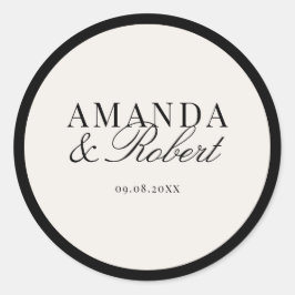 Elegant Classy Black and Ivory Wedding Runder Aufkleber