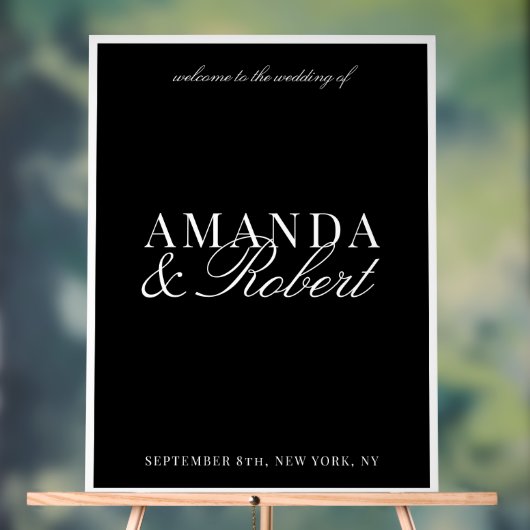 Elegant Classy Black and White Wedding Acrylschild (Neutral)