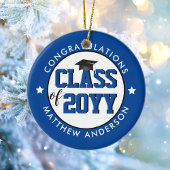 Elegant Classy Blue Class of 2023 Abschluss Keramik Ornament