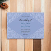 Elegant Classy Blue Damask Script Formal Wedding Einladung