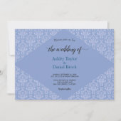 Elegant Classy Blue Damask Script Formal Wedding Einladung (Vorderseite)