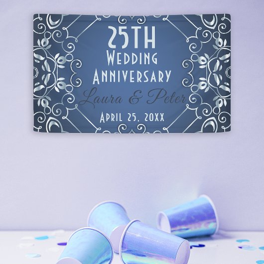 Elegant Classy Blue und Silver Wedding Jubiläum Banner