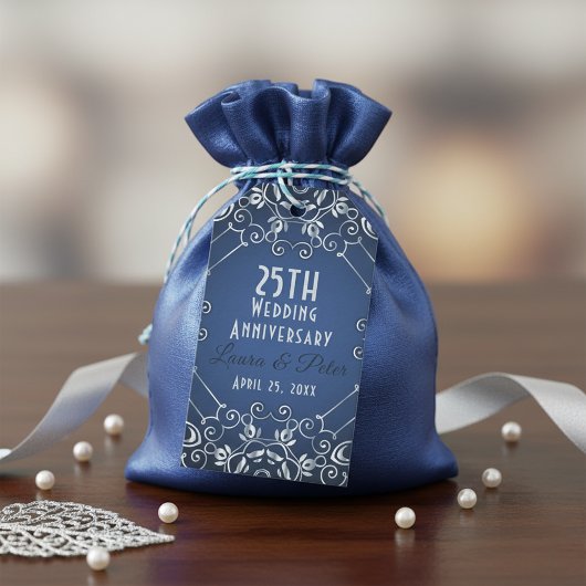 Elegant Classy Blue und Silver Wedding Jubiläum Geschenkanhänger