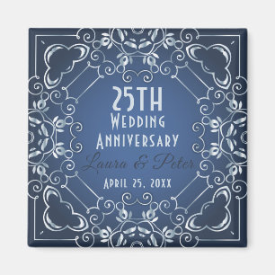 Elegant Classy Blue und Silver Wedding Jubiläum Magnet