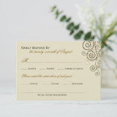 Elegant Classy Boho Green Spirals Wedding RSVP Karte (Stehend Vorderseite)