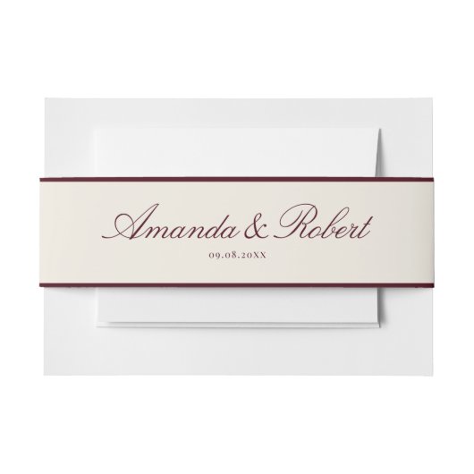 Elegant Classy Burgundy Wedding Einladungsbanderole (Vorderseite Beispiel)