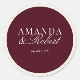 Elegant Classy Burgundy Wedding Runder Aufkleber