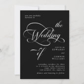 Elegant Classy Calligraphy Wedding Black Einladung (Vorderseite)