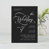 Elegant Classy Calligraphy Wedding Black Einladung (Stehend Vorderseite)