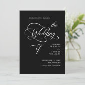 Elegant Classy Calligraphy Wedding Black Save The Date (Stehend Vorderseite)