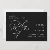 Elegant Classy Calligraphy Wedding Black Save The Date (Vorderseite)