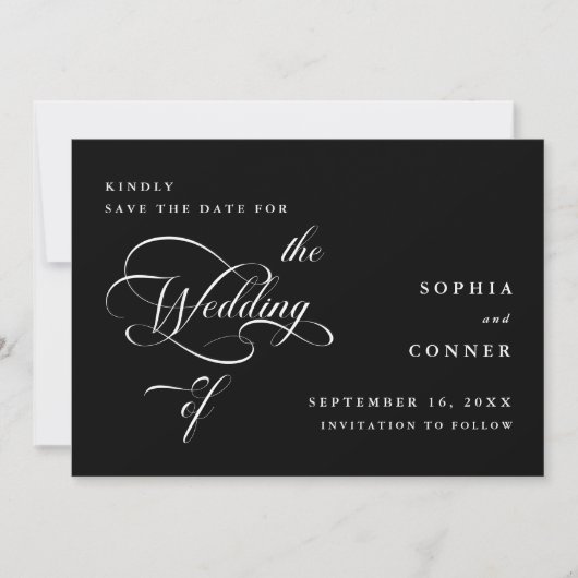 Elegant Classy Calligraphy Wedding Black Save The Date (Vorderseite)