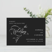 Elegant Classy Calligraphy Wedding Black Save The Date (Stehend Vorderseite)