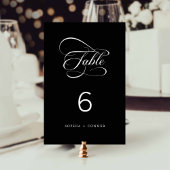 Elegant Classy Calligraphy Wedding Black Tischnummer
