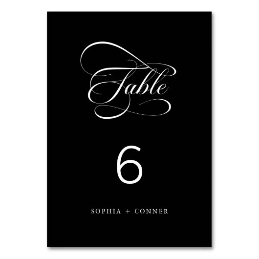 Elegant Classy Calligraphy Wedding Black Tischnummer (Vorderseite)