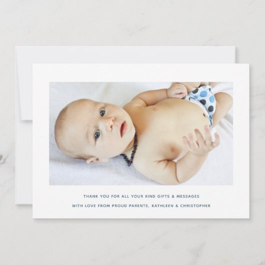 Elegant Classy Filmstrip Baby Boy Foto Blue Birth Ankündigung (Rückseite)
