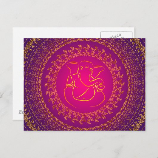 Elegant Classy Ganesh/ Indian God PostCard Postkarte (Vorne/Hinten)