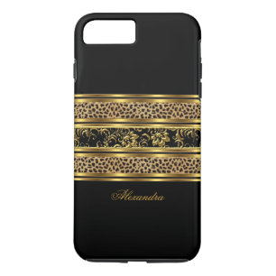Elegant Classy Gold Black Leopard Floral iPhone 8 Plus/7 Plus Hülle