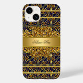 Elegant Classy Gold Blue Case-Mate iPhone Hülle (Rückseite)
