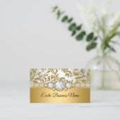 Elegant Classy Gold Damask Floral White Visitenkarte (Stehend Vorderseite)