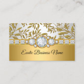 Elegant Classy Gold Damask Floral White Visitenkarte (Vorderseite)