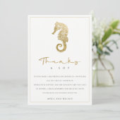 ELEGANT CLASSY GOLD FOIL NAVY SEEPFERD WEDD DANKESKARTE (Stehend Vorderseite)