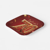 Elegant Classy Gold Red Jewel Style 70th Birthday Pappteller (Gewinkelt)