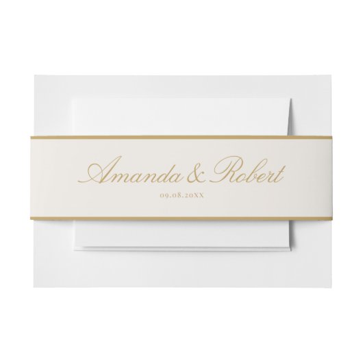 Elegant Classy Ivory and Gold Wedding Einladungsbanderole (Vorderseite Beispiel)