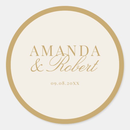 Elegant Classy Ivory and Gold Wedding Runder Aufkleber (Vorderseite)