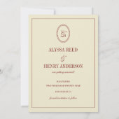 Elegant Classy Ivory Monogram Script Wedding Photo Save The Date (Rückseite)