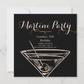 Elegant Classy Martini Dink Adult Black Birthday Einladung (Vorderseite)