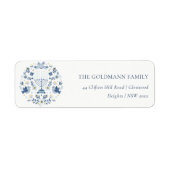Elegant Classy Navy Blue Hanukkah Floral Address (Vorne)