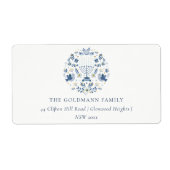 Elegant Classy Navy Blue Hanukkah Floral Address (Vorne)