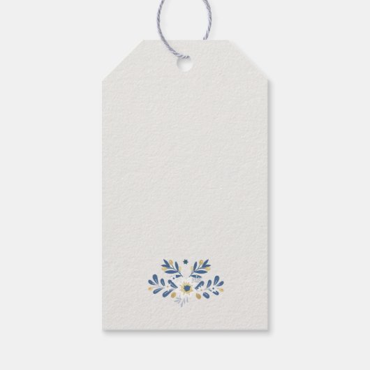 Elegant Classy Navy Blue Happy Hanukkah Floral Geschenkanhänger (Rückseite)