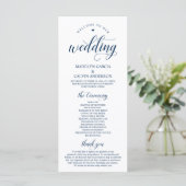 Elegant Classy Navy Blue, Hochzeitfeier Programm (Stehend Vorderseite)